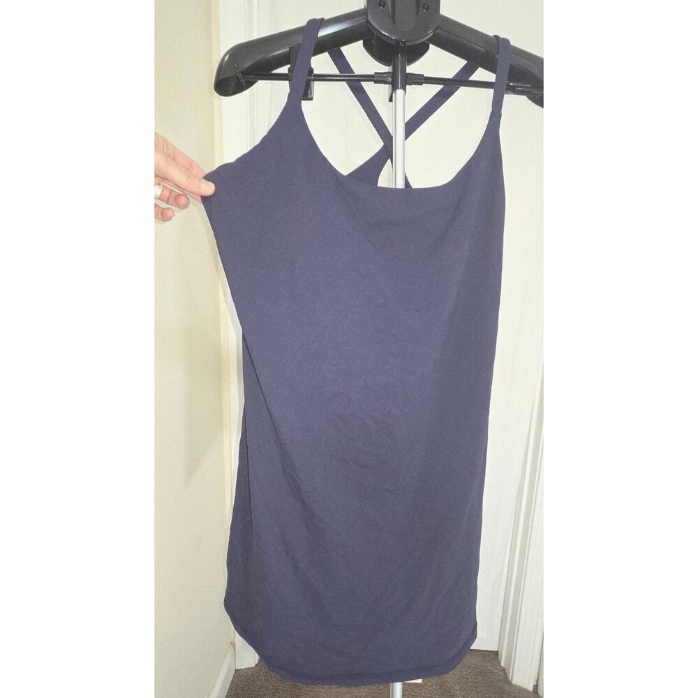 HALARA Navy Blue Mini Dress with Crisscross Back